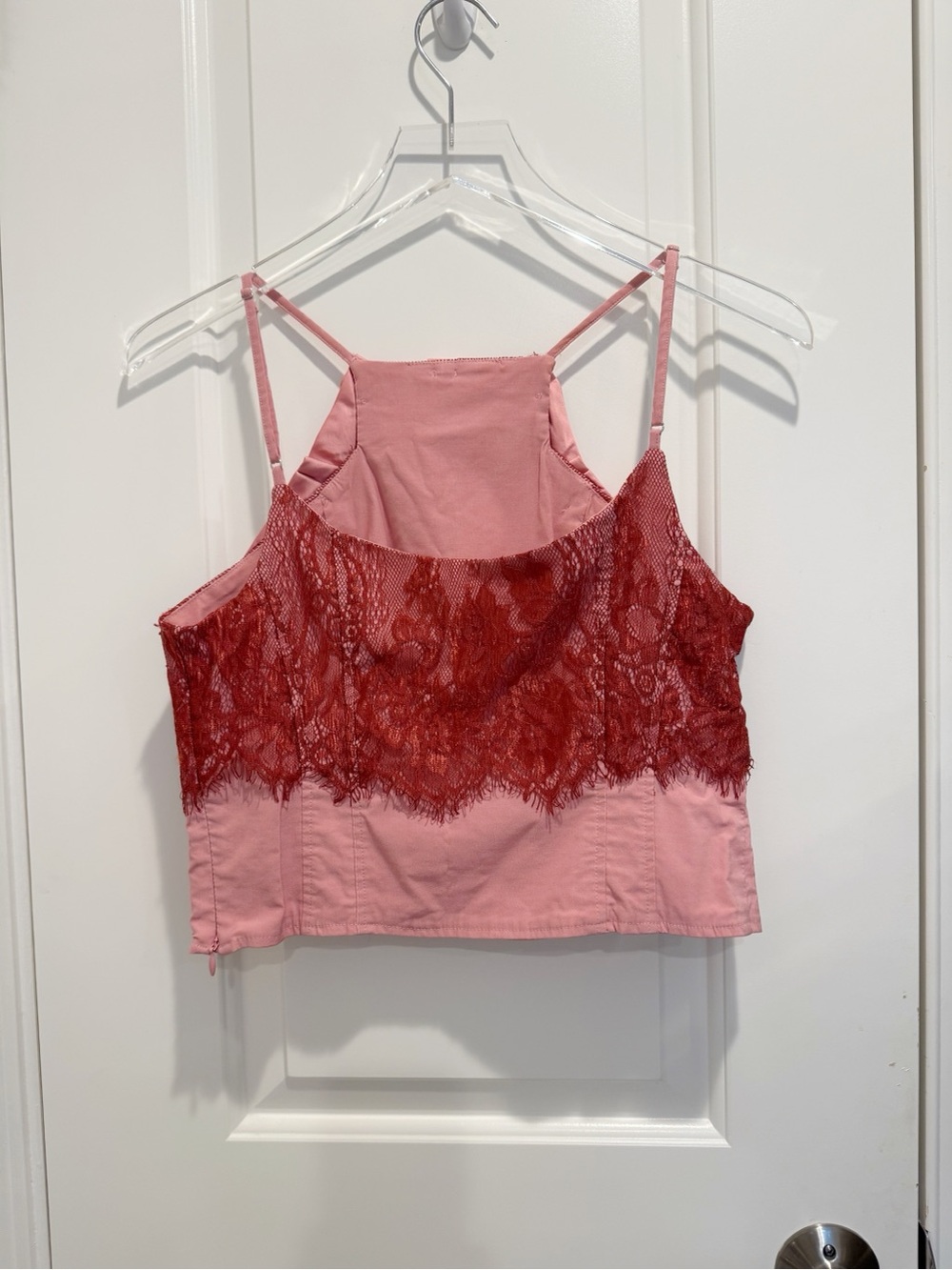ANTHROPOLOGIE MAEVE Lace Bow Halter Tank Top in Powder Pink size Small - Picture 5 of 9